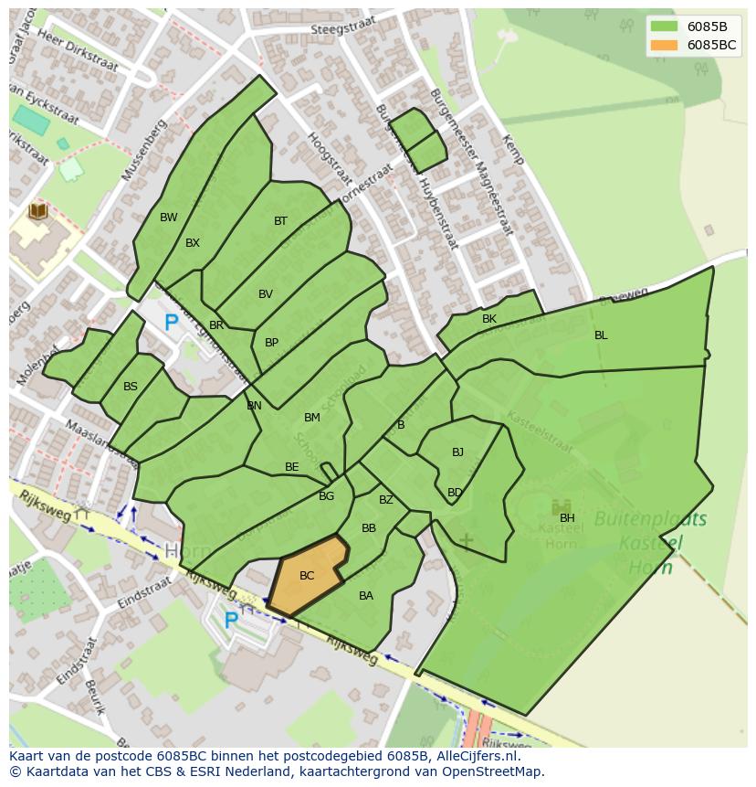 Afbeelding van het postcodegebied 6085 BC op de kaart.