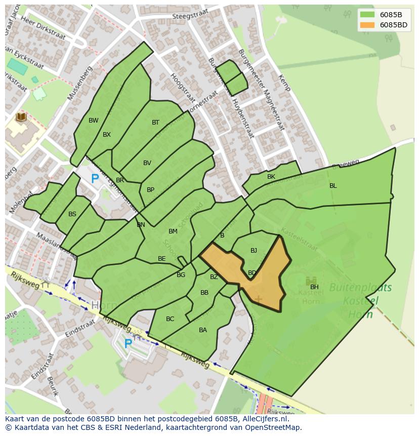 Afbeelding van het postcodegebied 6085 BD op de kaart.