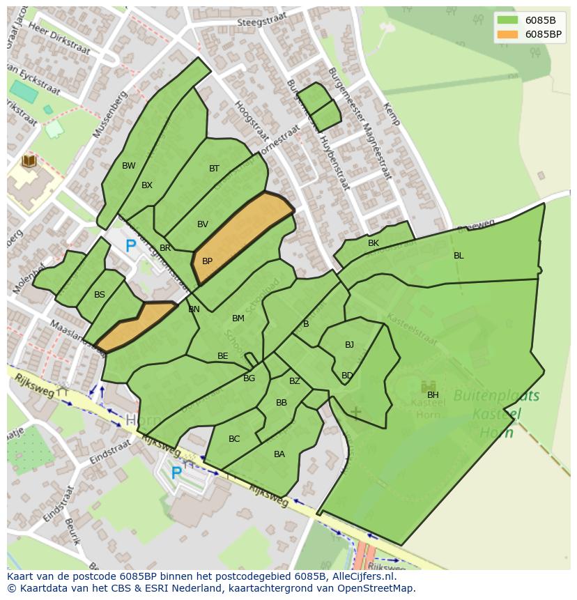 Afbeelding van het postcodegebied 6085 BP op de kaart.