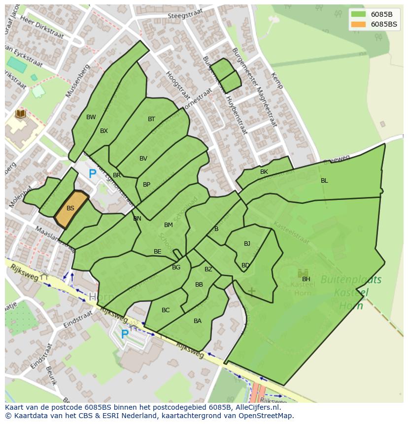 Afbeelding van het postcodegebied 6085 BS op de kaart.