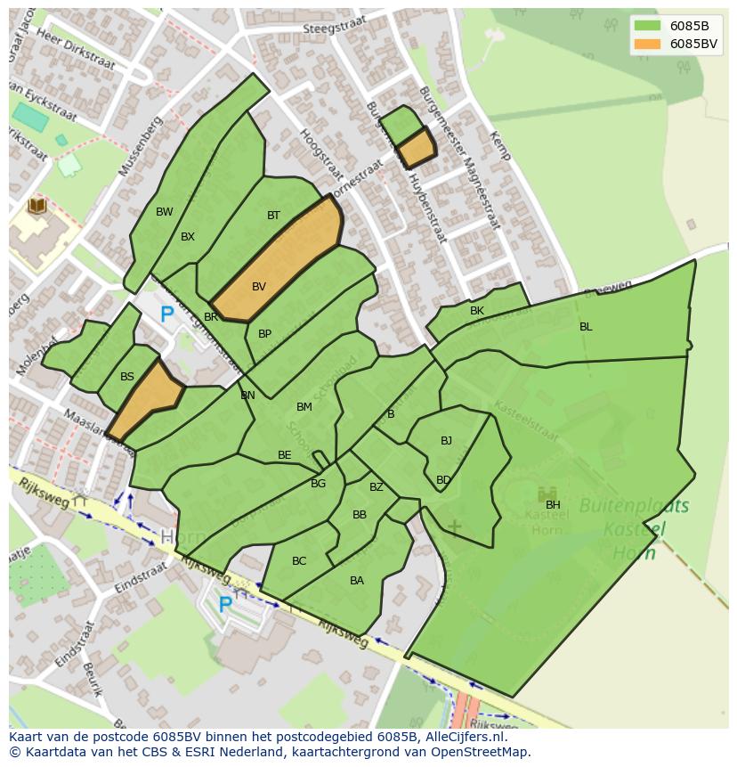 Afbeelding van het postcodegebied 6085 BV op de kaart.