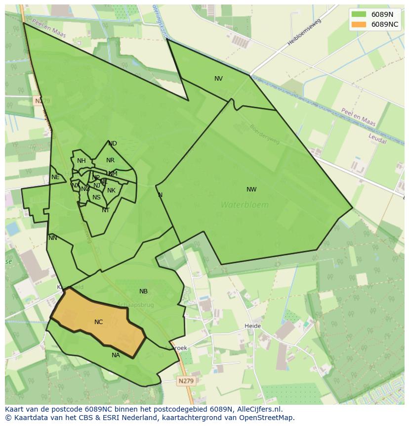 Afbeelding van het postcodegebied 6089 NC op de kaart.