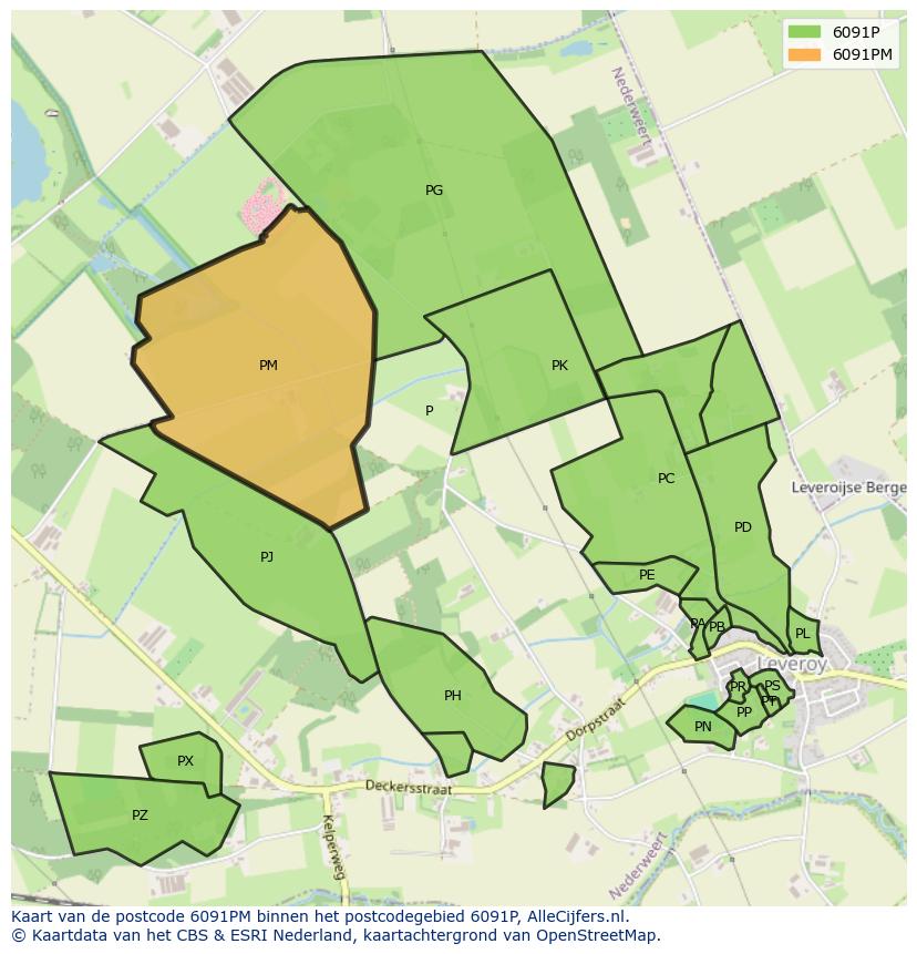 Afbeelding van het postcodegebied 6091 PM op de kaart.