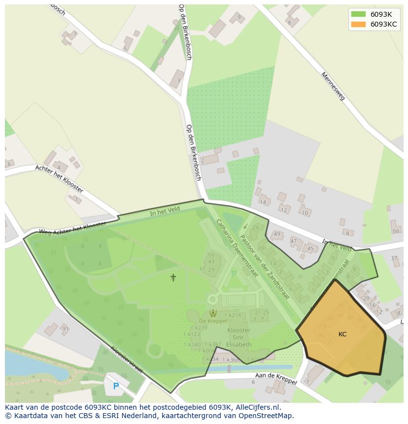 Afbeelding van het postcodegebied 6093 KC op de kaart.