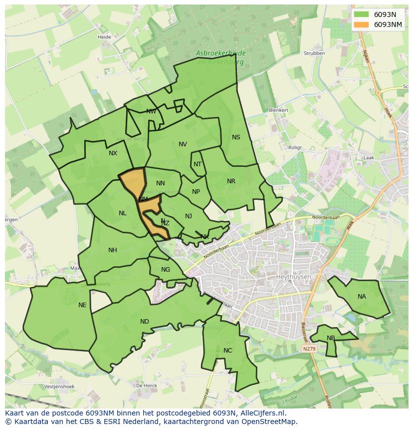 Afbeelding van het postcodegebied 6093 NM op de kaart.