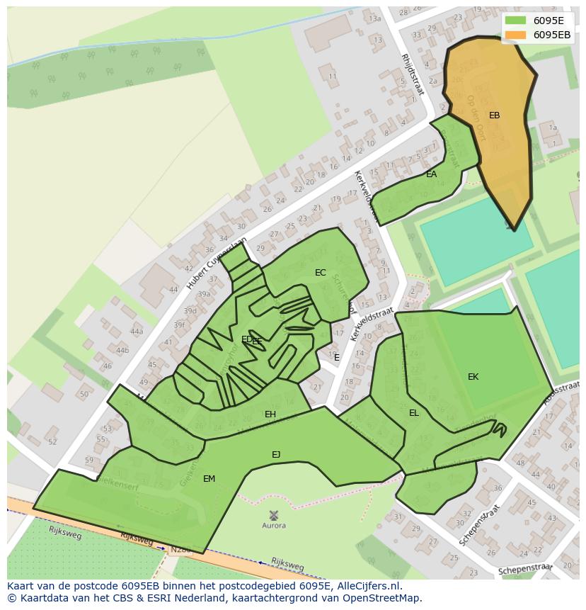 Afbeelding van het postcodegebied 6095 EB op de kaart.