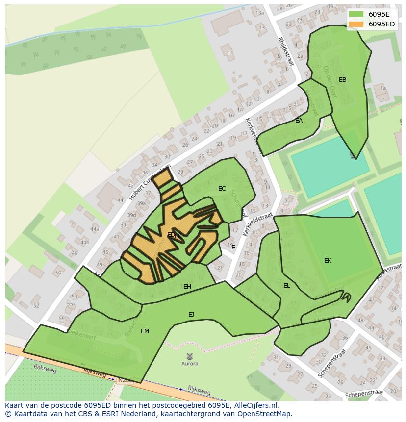 Afbeelding van het postcodegebied 6095 ED op de kaart.