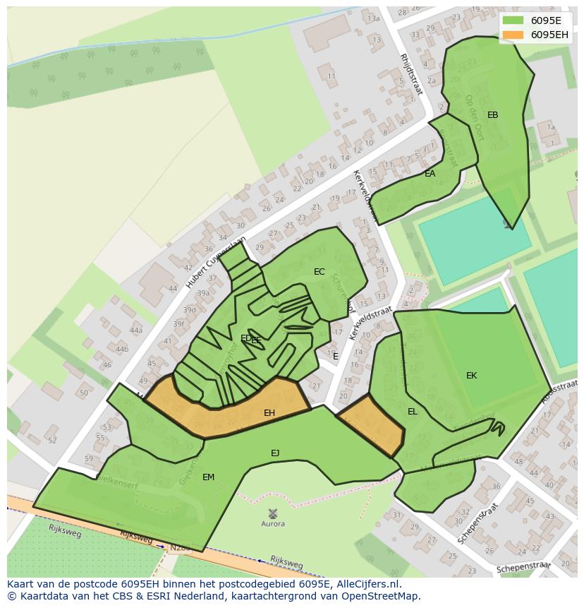 Afbeelding van het postcodegebied 6095 EH op de kaart.