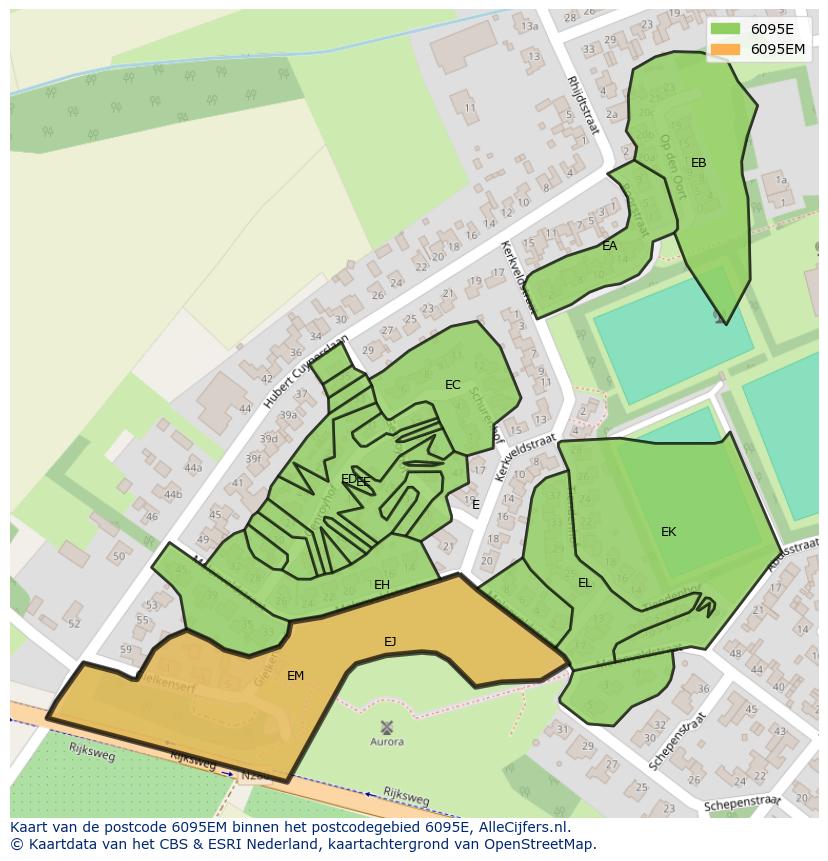 Afbeelding van het postcodegebied 6095 EM op de kaart.