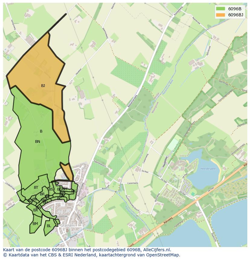 Afbeelding van het postcodegebied 6096 BJ op de kaart.