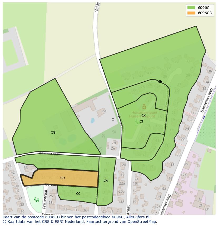 Afbeelding van het postcodegebied 6096 CD op de kaart.