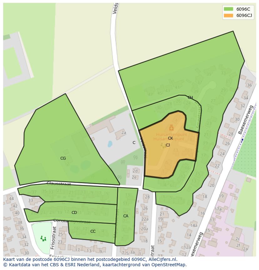 Afbeelding van het postcodegebied 6096 CJ op de kaart.