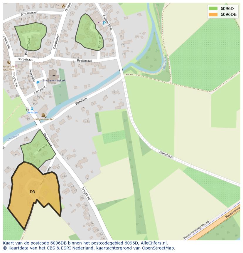 Afbeelding van het postcodegebied 6096 DB op de kaart.