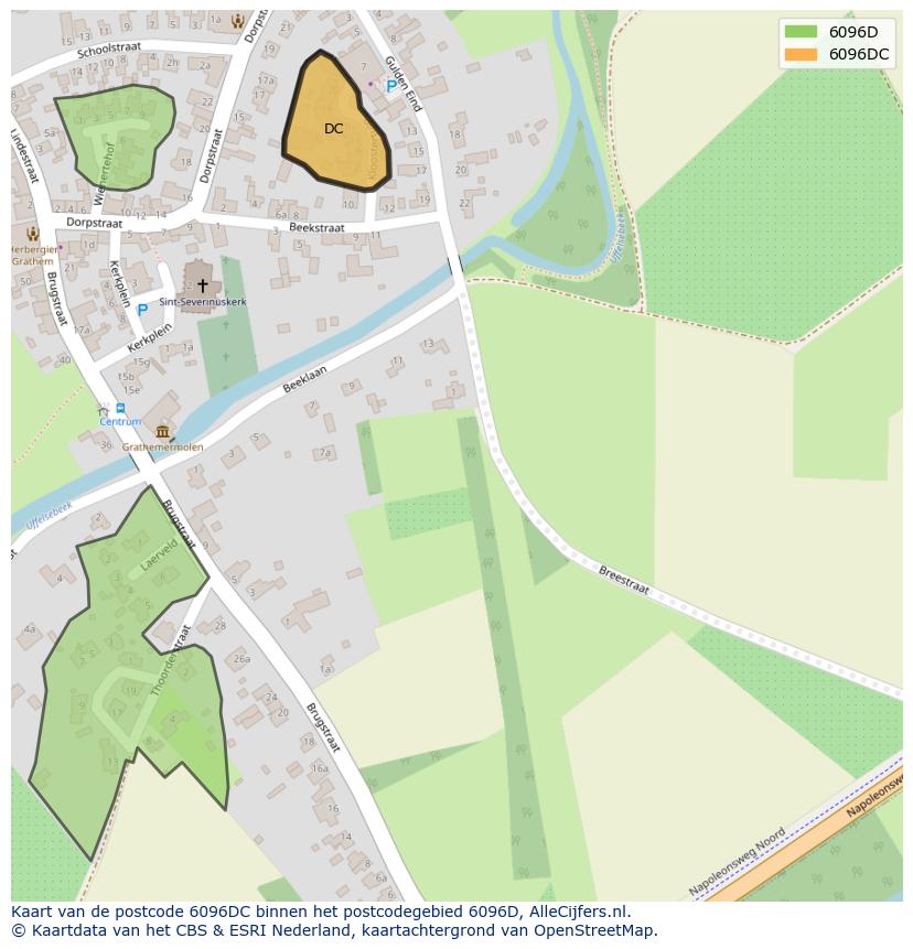 Afbeelding van het postcodegebied 6096 DC op de kaart.