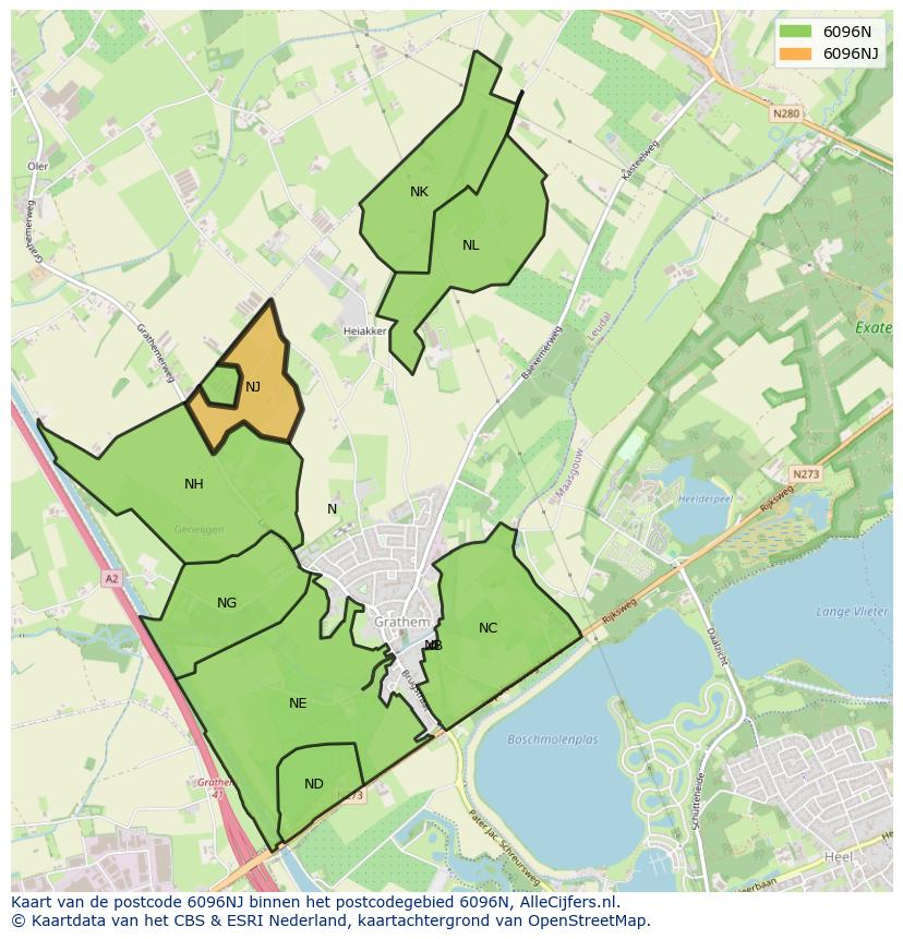 Afbeelding van het postcodegebied 6096 NJ op de kaart.