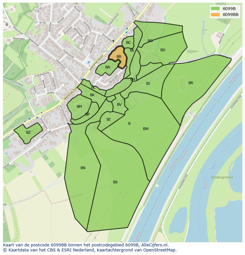 Afbeelding van het postcodegebied 6099 BB op de kaart.