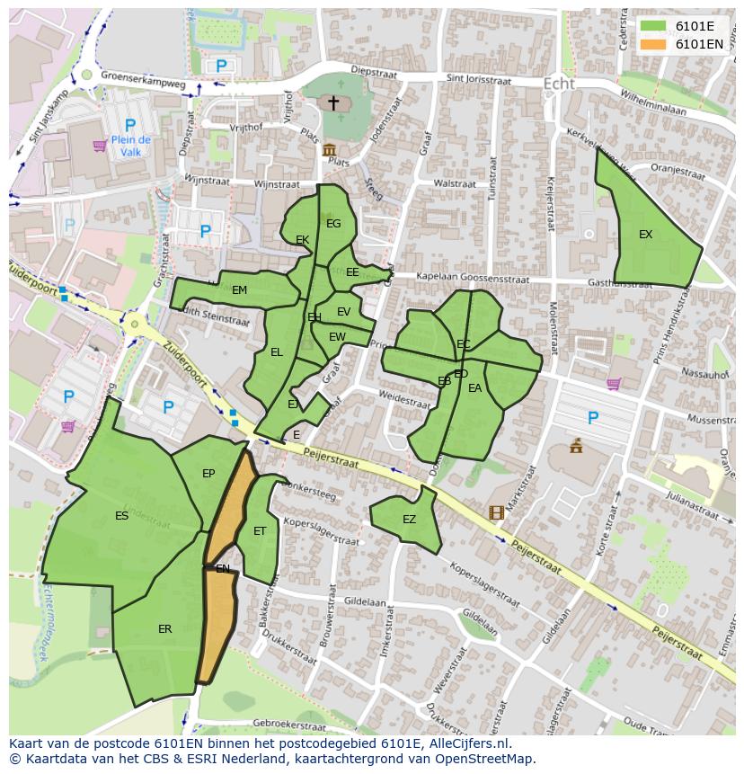 Afbeelding van het postcodegebied 6101 EN op de kaart.