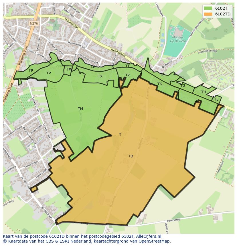 Afbeelding van het postcodegebied 6102 TD op de kaart.