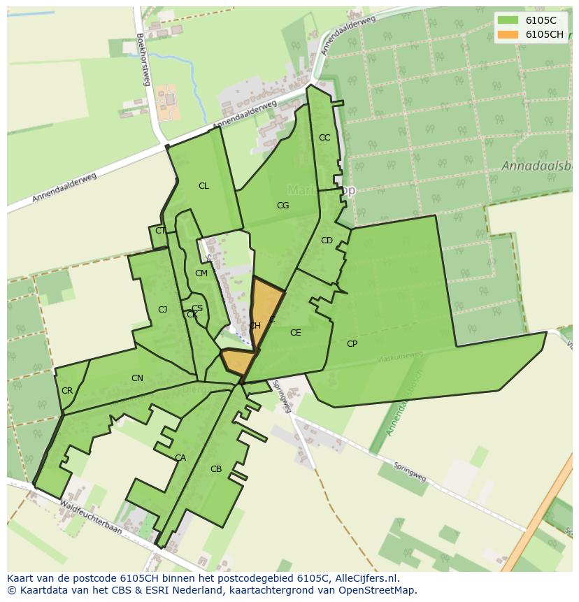 Afbeelding van het postcodegebied 6105 CH op de kaart.
