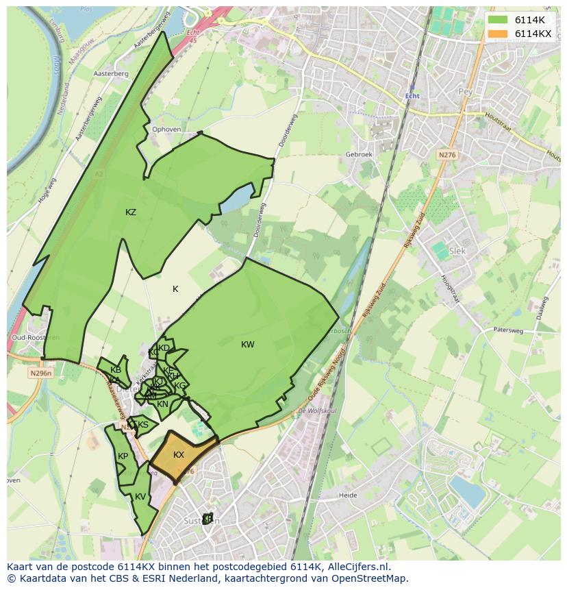 Afbeelding van het postcodegebied 6114 KX op de kaart.