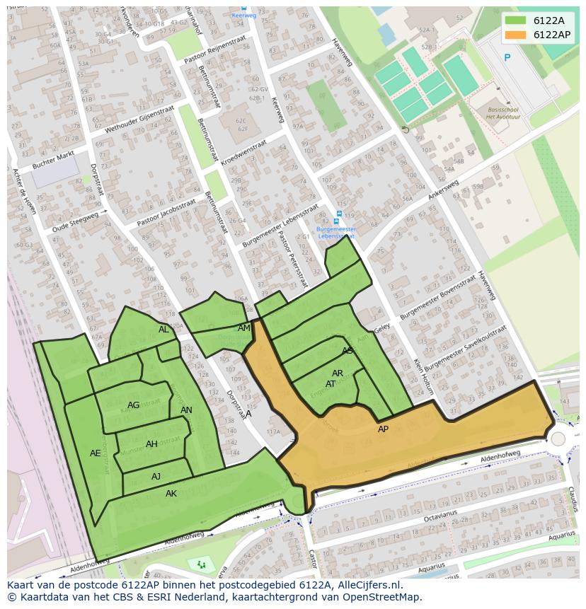 Afbeelding van het postcodegebied 6122 AP op de kaart.