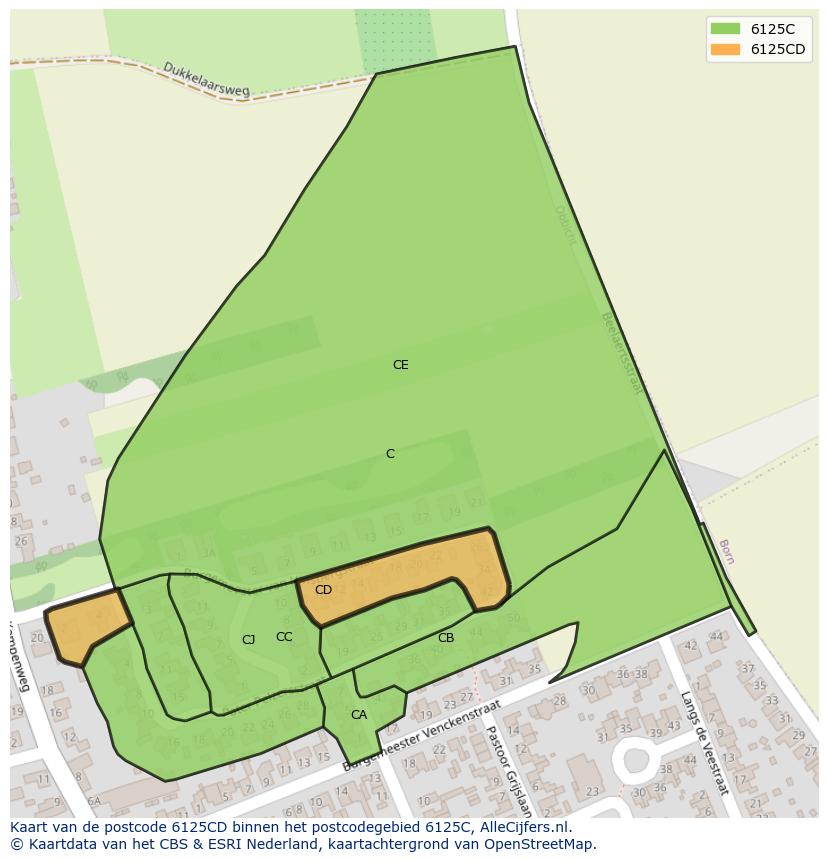 Afbeelding van het postcodegebied 6125 CD op de kaart.