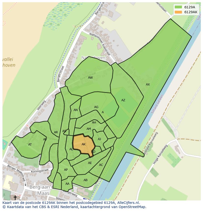 Afbeelding van het postcodegebied 6129 AK op de kaart.