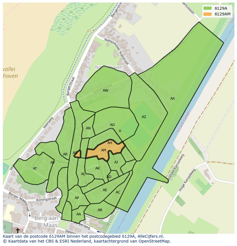 Afbeelding van het postcodegebied 6129 AM op de kaart.