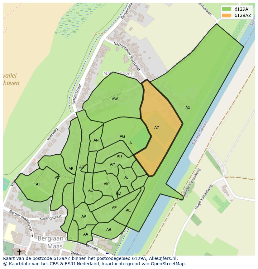 Afbeelding van het postcodegebied 6129 AZ op de kaart.
