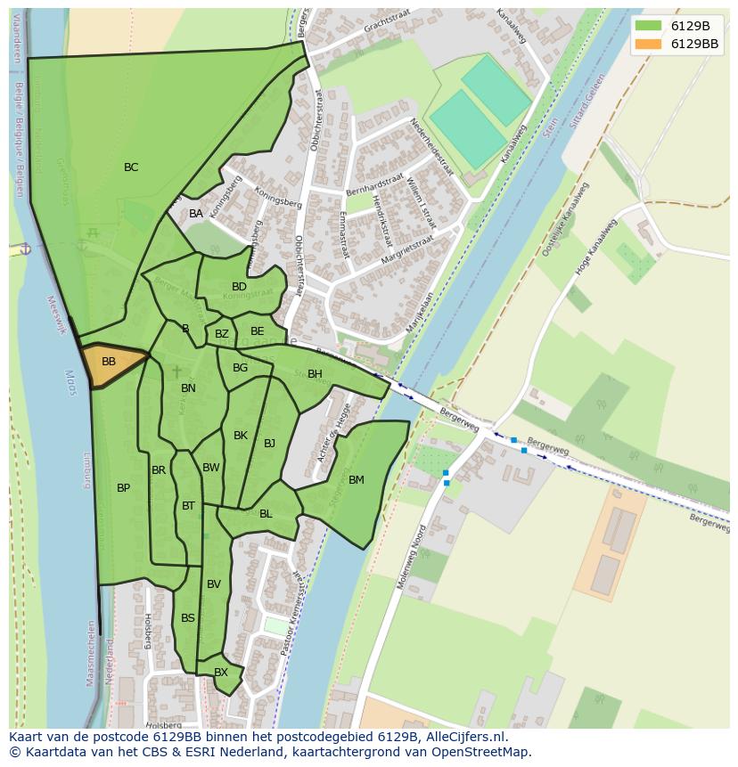 Afbeelding van het postcodegebied 6129 BB op de kaart.
