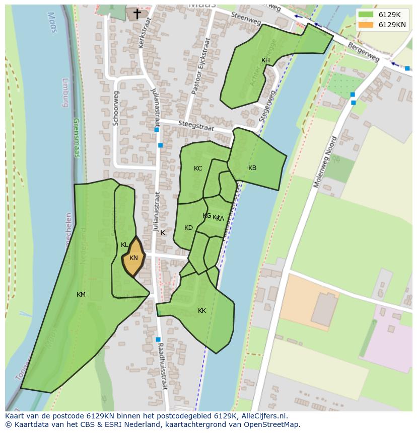 Afbeelding van het postcodegebied 6129 KN op de kaart.