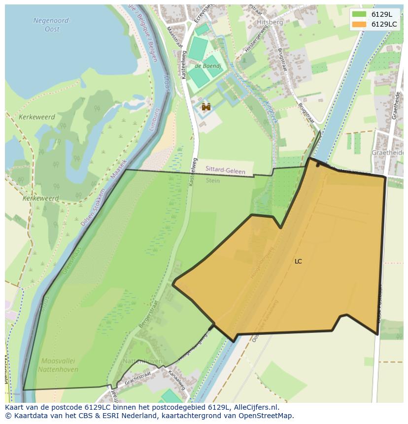 Afbeelding van het postcodegebied 6129 LC op de kaart.