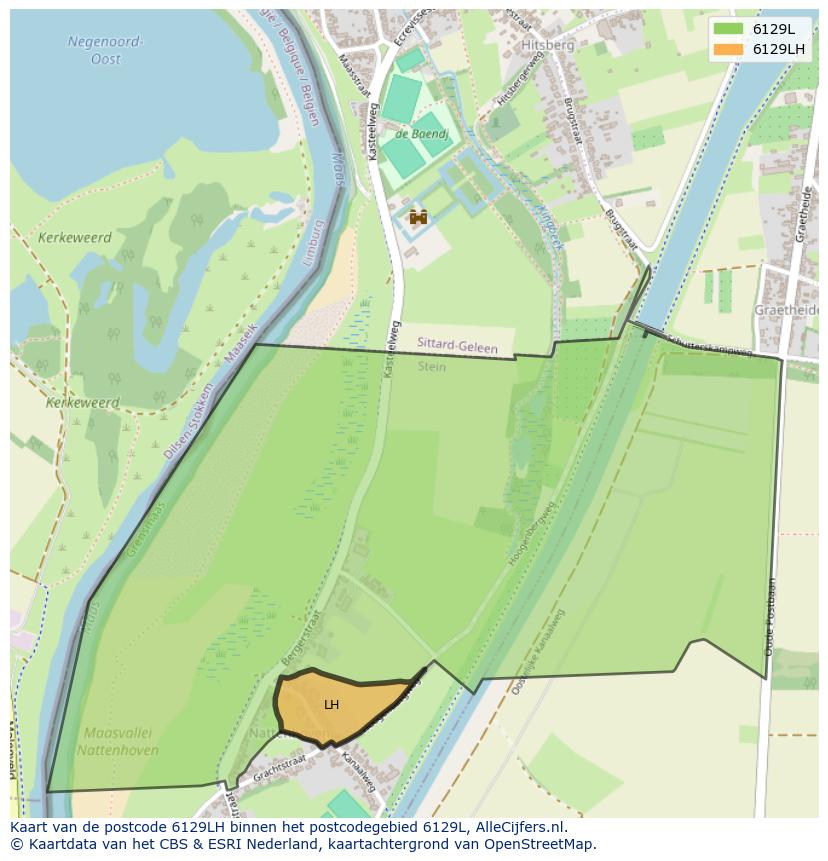 Afbeelding van het postcodegebied 6129 LH op de kaart.