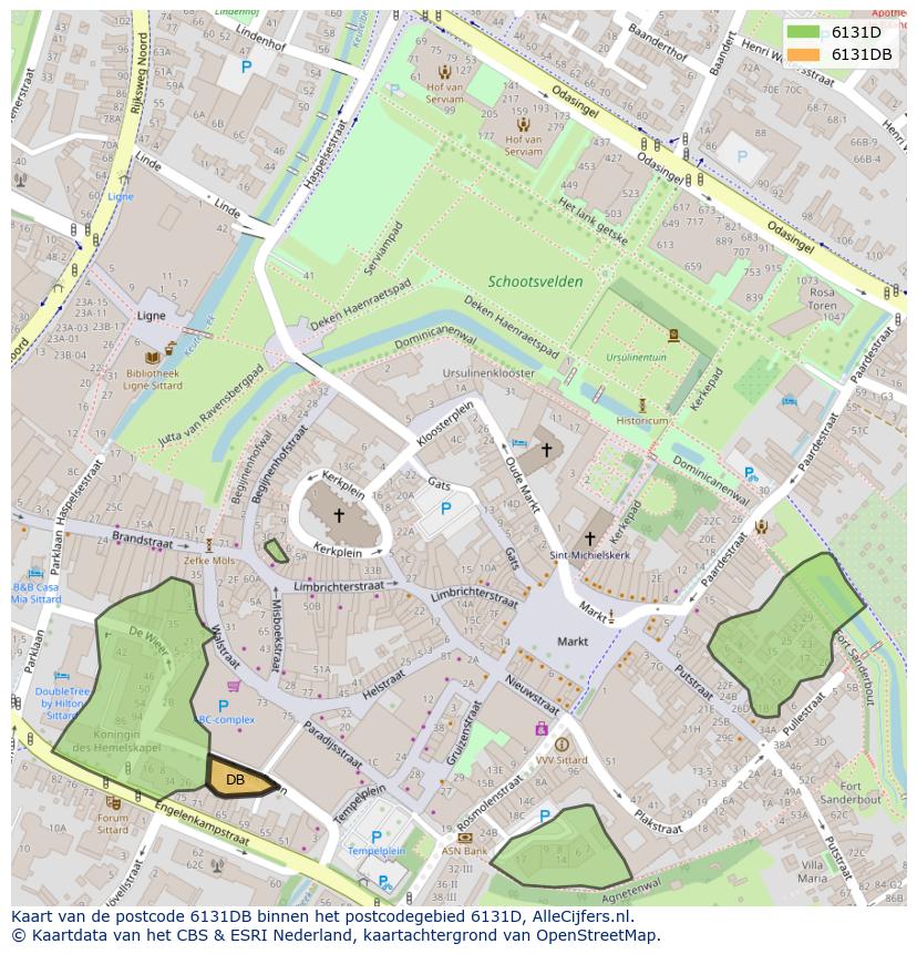 Afbeelding van het postcodegebied 6131 DB op de kaart.