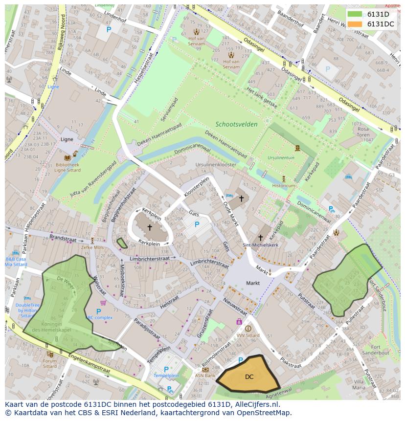 Afbeelding van het postcodegebied 6131 DC op de kaart.