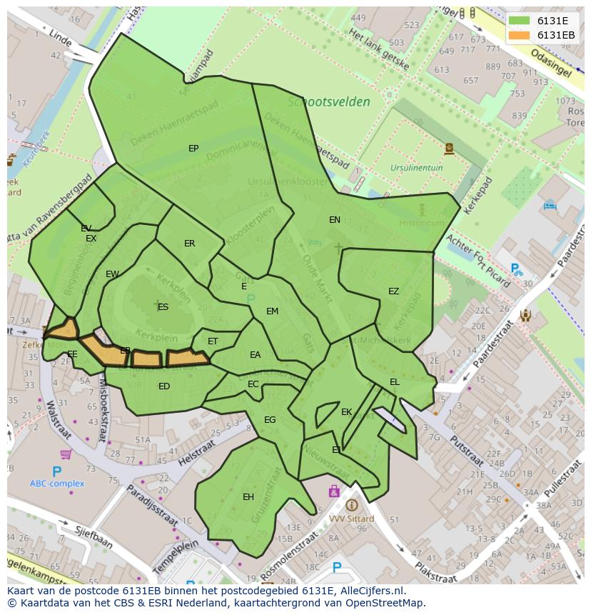 Afbeelding van het postcodegebied 6131 EB op de kaart.