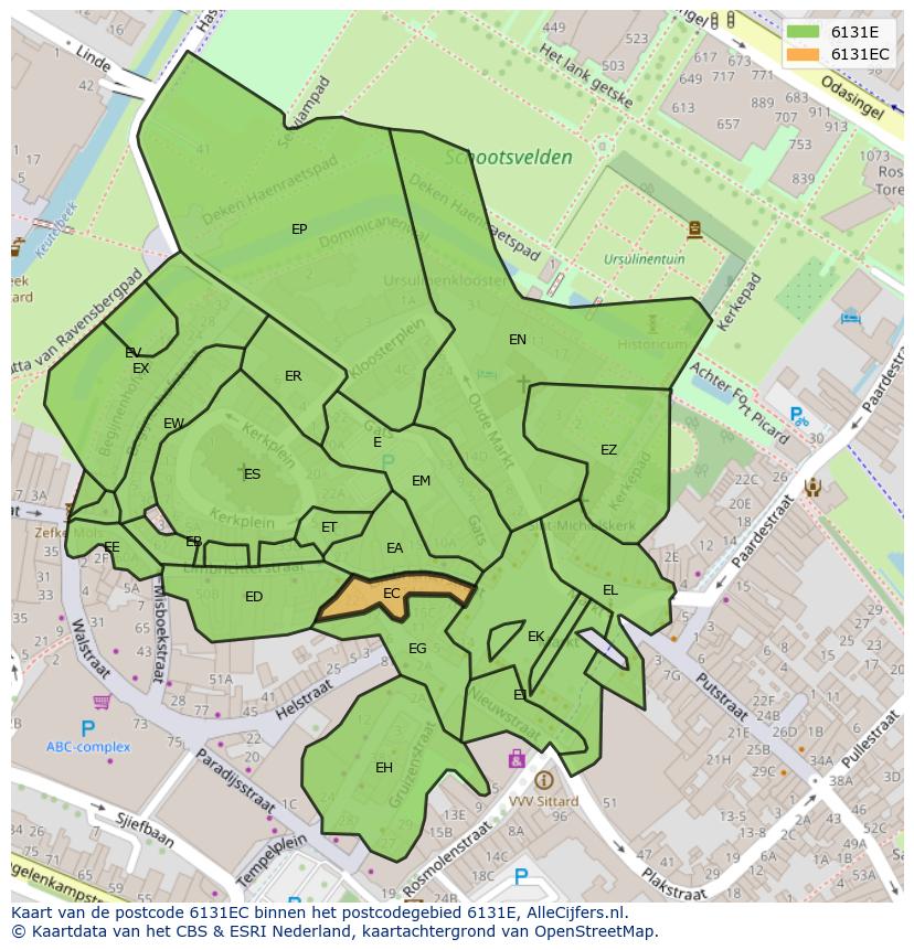 Afbeelding van het postcodegebied 6131 EC op de kaart.