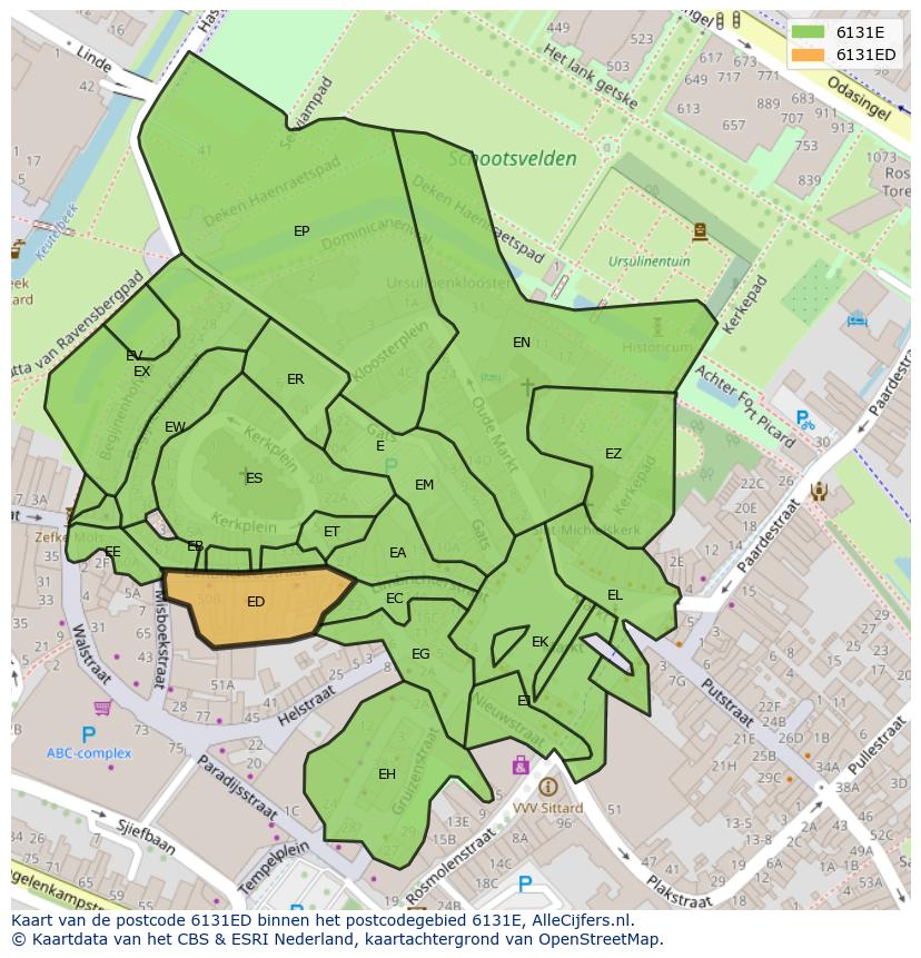Afbeelding van het postcodegebied 6131 ED op de kaart.