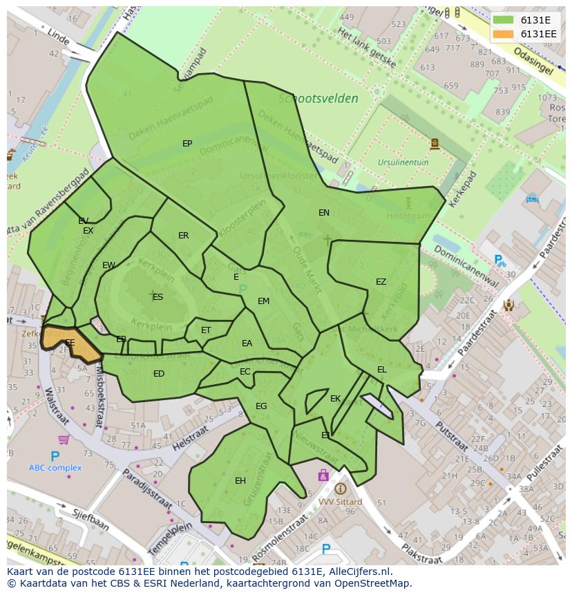 Afbeelding van het postcodegebied 6131 EE op de kaart.