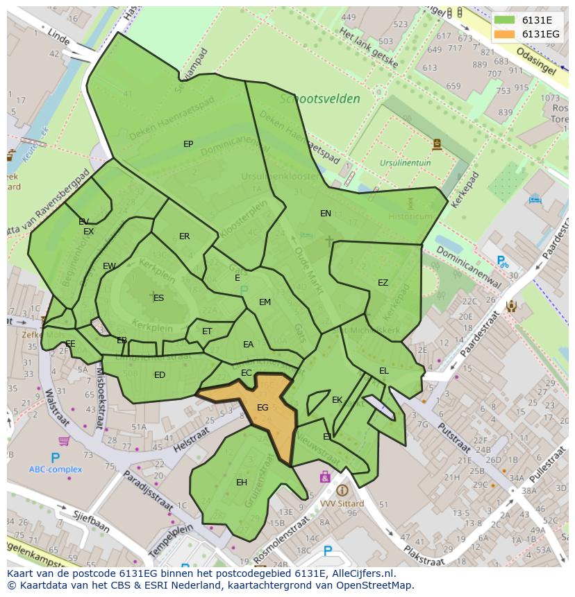 Afbeelding van het postcodegebied 6131 EG op de kaart.