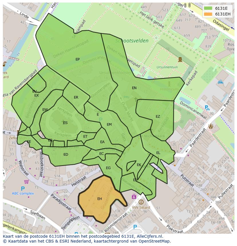 Afbeelding van het postcodegebied 6131 EH op de kaart.