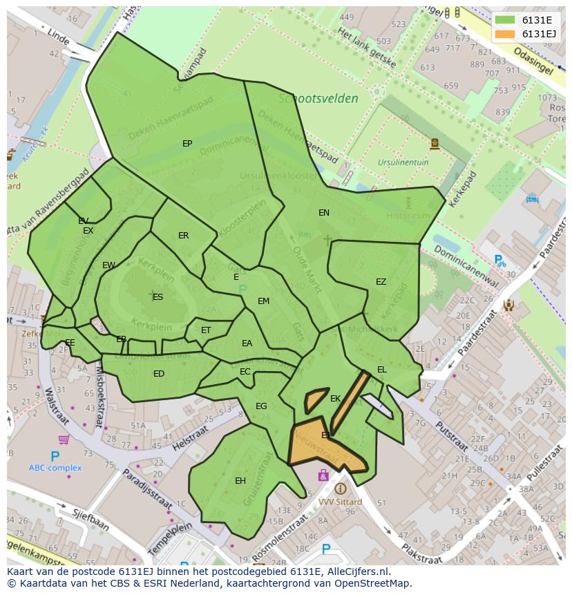 Afbeelding van het postcodegebied 6131 EJ op de kaart.