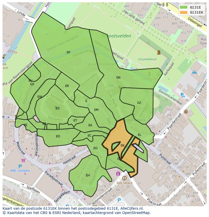 Afbeelding van het postcodegebied 6131 EK op de kaart.