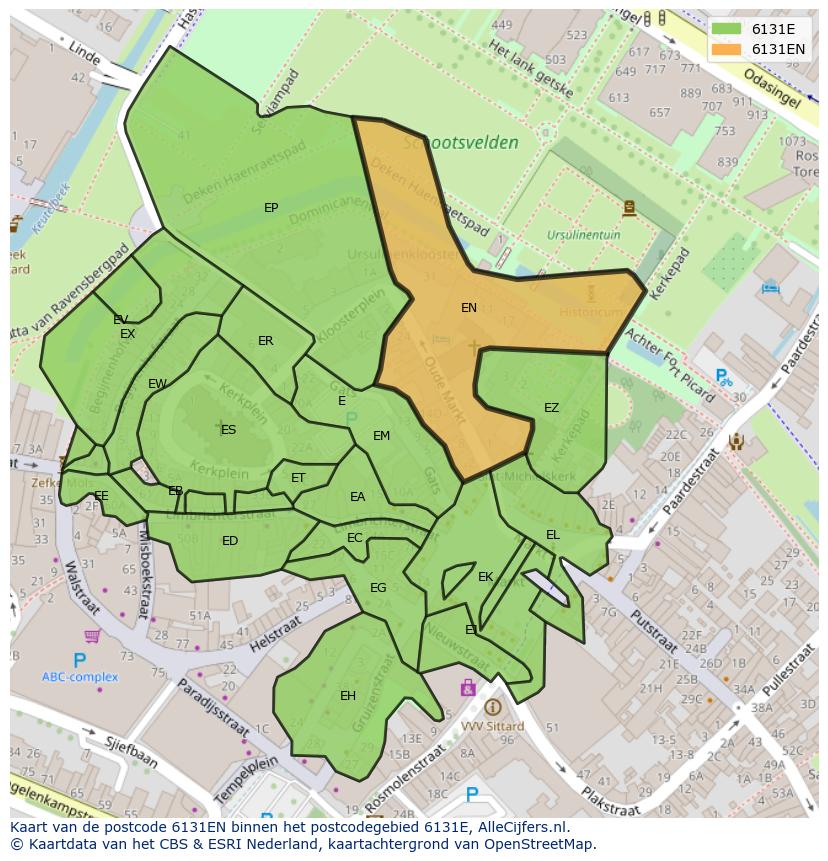 Afbeelding van het postcodegebied 6131 EN op de kaart.