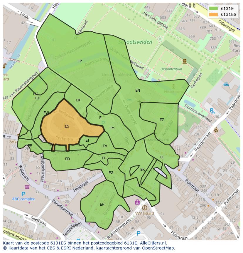 Afbeelding van het postcodegebied 6131 ES op de kaart.