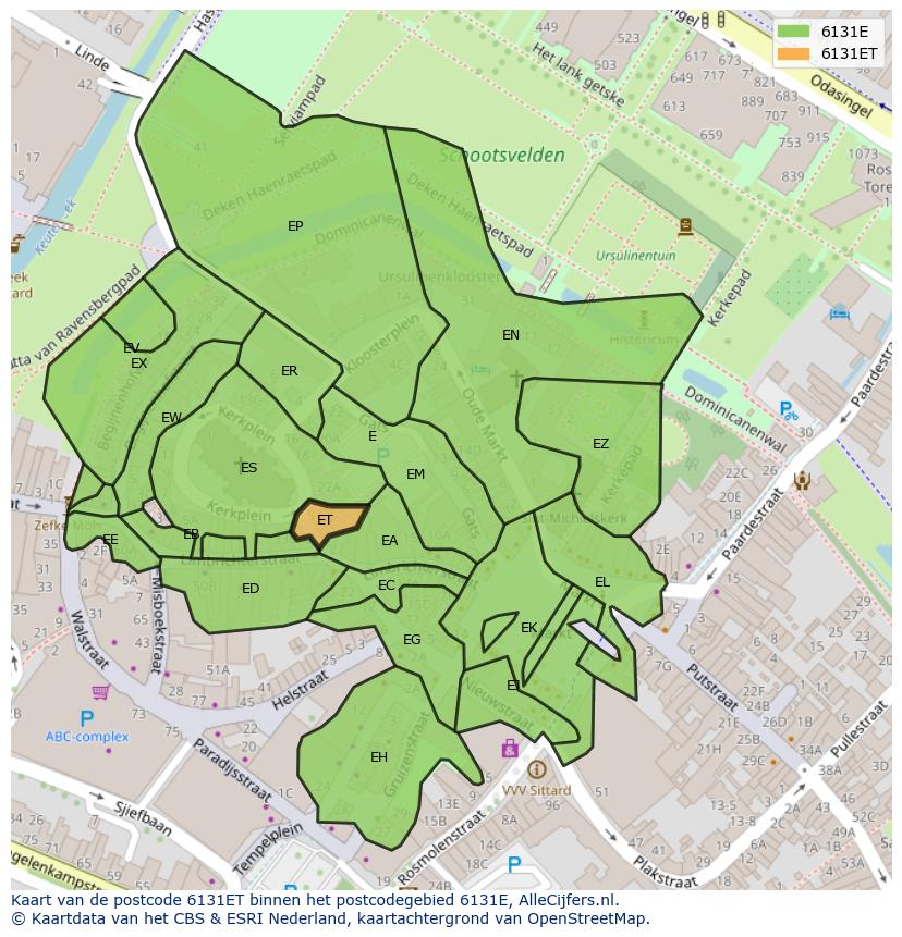 Afbeelding van het postcodegebied 6131 ET op de kaart.