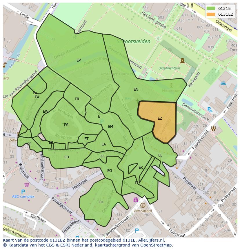 Afbeelding van het postcodegebied 6131 EZ op de kaart.