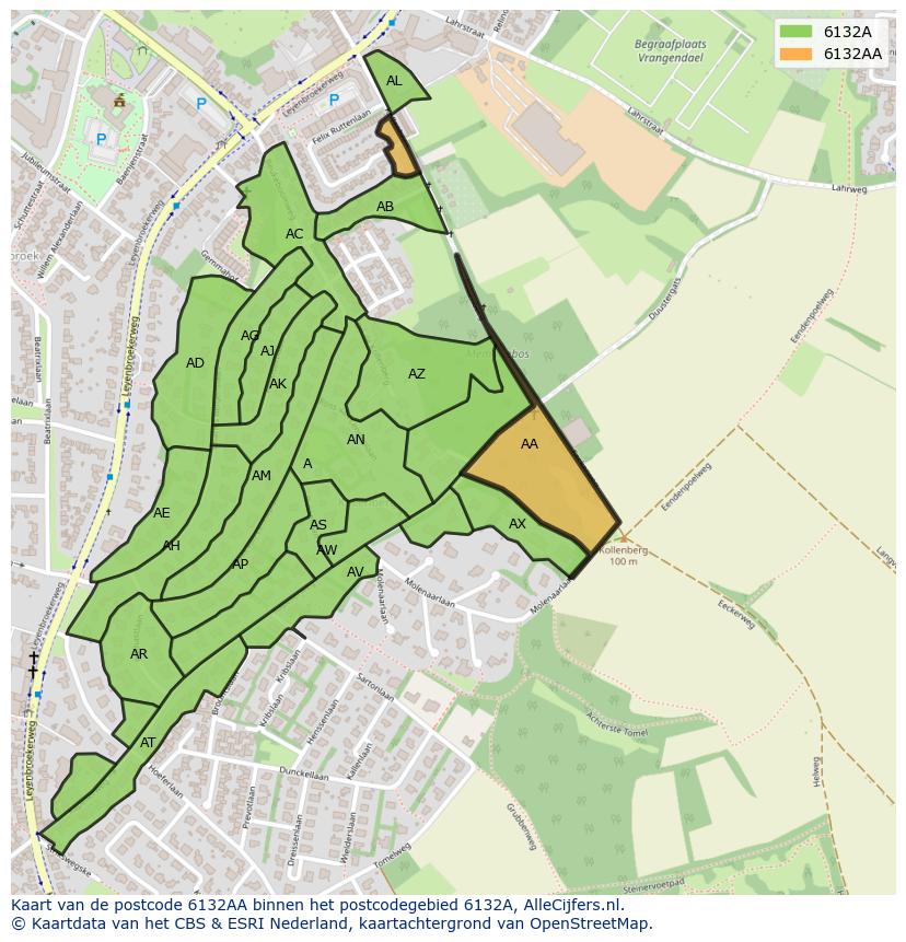 Afbeelding van het postcodegebied 6132 AA op de kaart.