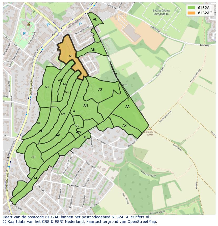 Afbeelding van het postcodegebied 6132 AC op de kaart.