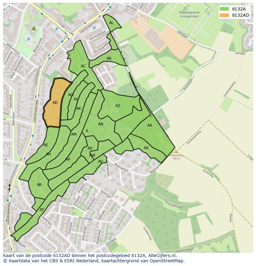 Afbeelding van het postcodegebied 6132 AD op de kaart.